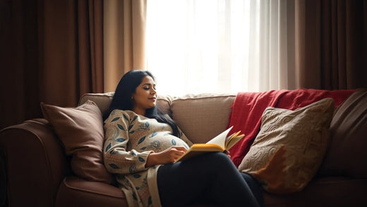 Mom to be reading book 