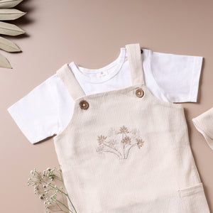 Poshaak Baby Dungree Set - Beige & White Image 02